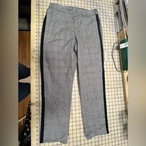 🔥VELVET BY GRAHAM & SPENCER new plaid black white tuxedo stretch ankle pants S
